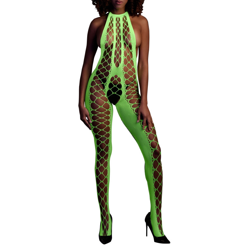 Ouch! Glow Combinaison Filet et Dos nu Vert Fluo